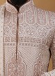 Designer Art Silk Embroidery Sherwani In Peach Color